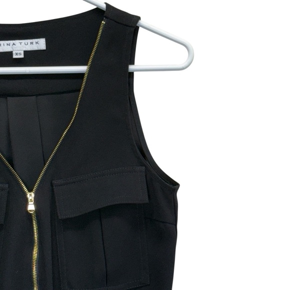 Trina Turk Black Sleeveless Top with Gold Zipper. Size XS - Picture 5 of 10